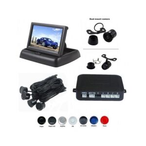 Complete Senzori parcare T22 parking sensor kit with camera, sensors, and foldable display - Parking Assistance System