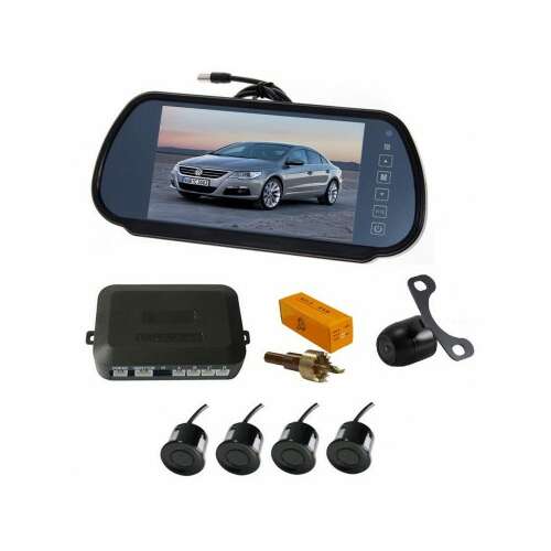 Parkolásérzékelők videokamerával és 7-es LCD kijelzővel a tükörben T24 Red Xenon Bright®