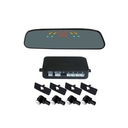 Tükörbe épített parkolási érzékelő kijelzővel, 4 db parkolási érzékelővel és vezérlőegységgel