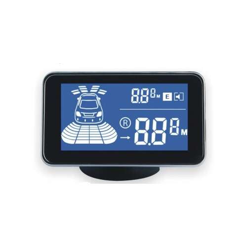 KC-6000J Parkolás szenzor rendszer LCD kijelzővel, előlés és hátsó parkolás szenzorokkal, 8 szenzorral, fekete