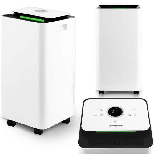 Berdson BD-521 Dehumidifier, white, 3/4 view, collage