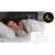 Berdsen BR-524 white dehumidifier, night mode, woman sleeping in bed