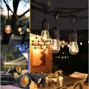 Kolaż solarnych lampek sznurkowych w użyciu: ogród, patio i zbliżenie - Nonbrand Lightshine