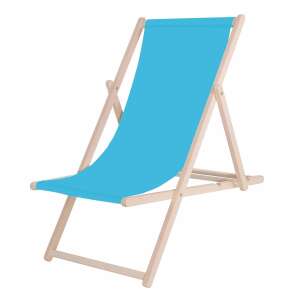 Springos blue folding wooden deckchair - Garden Furniture