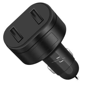 Black dual USB car charger with GPS tracker - Car Charger