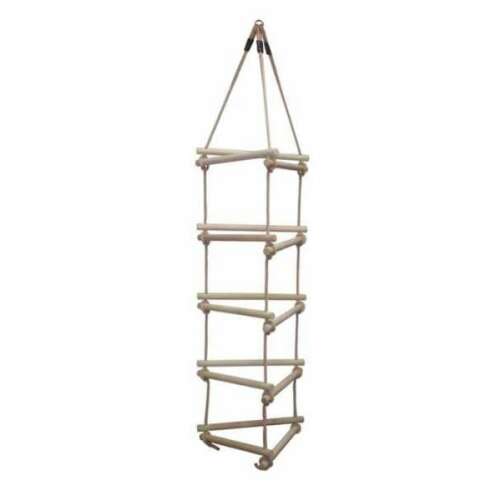 Wooden rope ladder for kids playground, 3 sided, 5 steps