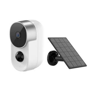 MaGeCa Solar Powered Surveillance Camera, Wi-Fi 2.4 GHz, 10000 mAh Rechargeable Battery, Motion Detection, Day and Night Vision, Two-Way Communication, Remote View, Push Notifications, SD Card