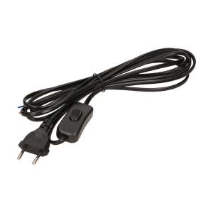 ORNO OR-AE-1394/B 3 meter black power cable with switch and flat plug - Computers and Accessory