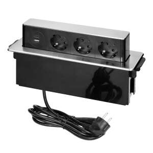 ORNO OR-GM-9014(GS)/B-G Möbelsteckdose mit 3 Schuko-Steckdosen und 2 USB Quick Charge 3.0-Ports - Orno Verteiler