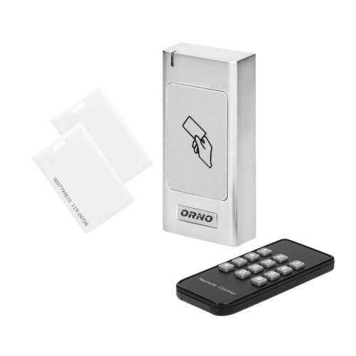 ORNO OR-ZS-821 Card Reader and Proximity Tags Access Control System, Remote Control, 2000 Users, IP66, Metal Housing, 12V, LED Indicator, White