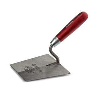 Olejnik Steel Trowel, Reinforced, Trapezoid, Wide, 140 mm, Wooden Handle, Red