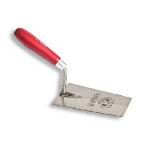 140 mm Narrow Trapezoid Smoothing Trowel, Wooden Handle, Red