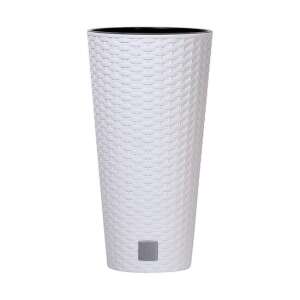 Prosperplast Rato Tubus white planter, 64L, rattan look, for indoor and outdoor use - Flower pot