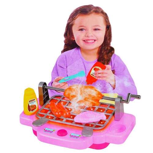 Funny BBQ játék grill szett fénnyel és hanggal, 7 darabos, gyerekeknek, gyerekkel játszva