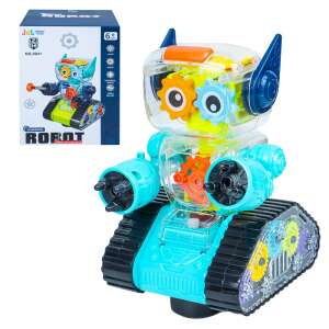 Robentoys átlátszó robot játék fény és hanggal, kék és fekete színben, kerekekkel és fogaskerekekkel - Nonbrand Interaktív gyerek játék