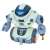 Robot alb cu lumini albastre, 8 brațe, dansează, cântă, pulverizează apă, trage săgeți, de la Hiblin Toys