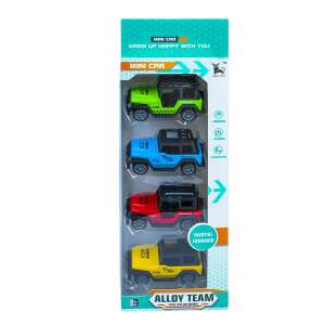 Set of 4 Alloy Team mini cars, green, blue, red, and yellow toy cars, inertial forward, for kids - Nonbrand Kids's play car