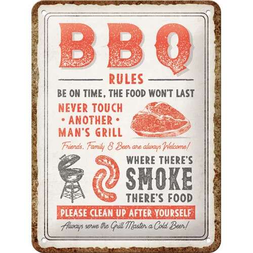 BBQ szabályok fém tábla, vicces BBQ tábla, BBQ szabályok tábla, BBQ dekoráció, BBQ ajándék, BBQ buli, BBQ fém tábla, BBQ szabályok fém tábla, BBQ szabályok dekoráció, BBQ szabályok ajándék - Fémtábla