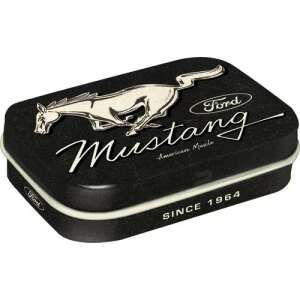 Black Ford Mustang metal tin with horse logo, American Muscle, since 1964 - Cukorka
