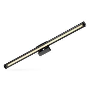 BlitzWolf BW-CML2 Air monitor lamp, black, with adjustable brightness and color temperature, mounted on a computer monitor, angled view - BlitzWolf