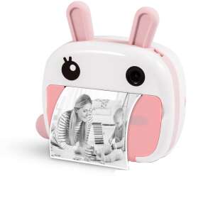 Searysky KX-06AP pink kids camera with instant photo printer, showing a printed photo of a mother and child - Photo Camera