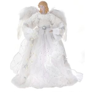 White Angel Christmas Tree Topper with Glitter, 45 cm 134637628 - Nonbrand Christmas Decoration