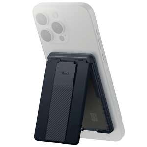 UNIQ Heldro ID mágneses pénztárca állvánnyal és pánttal, sötétkék színben, okostelefonhoz rögzítve - UNIQ