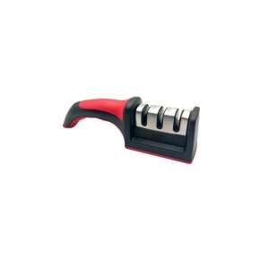 3-stage knife sharpener with red and black plastic handle - Knife Sharpener