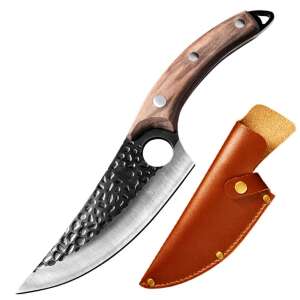 Kitchen and camping knife with sheath, 27 cm, ergonomic handle, steel and wood - Hunting & Survival Knife