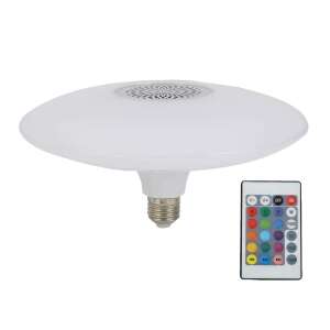 RGB Bluetooth UFO Music Light with speaker and remote control, showing the light in white mode - Decorative Lamp