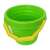 Green plastic sand bucket with yellow handle for kids