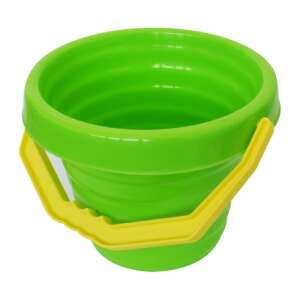 Green foldable sand bucket with yellow handle - Sandbox Toy