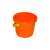 Orange plastic sand bucket with yellow handle