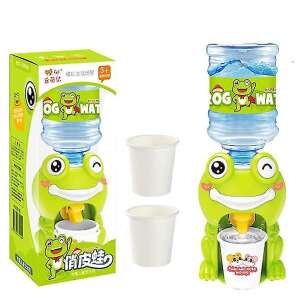 Frog shaped kids water dispenser with cups, 23cm, for kids, play, pretend, fun, water, drink, toy - Manual water dispenser