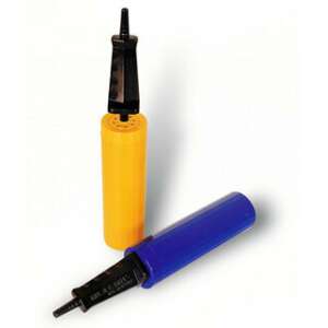 Yellow and blue manual air pump for inflating air mattresses, pool toys, and other inflatable items - Hand Pump