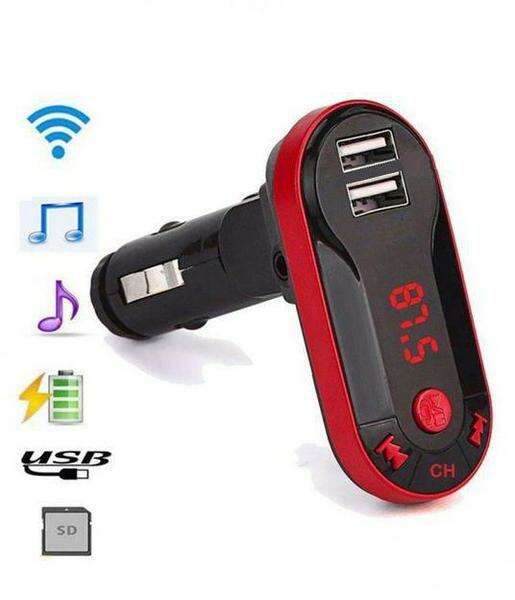 Autó rádió FM átalakító 2 usb bluetooth KCB 909 piros