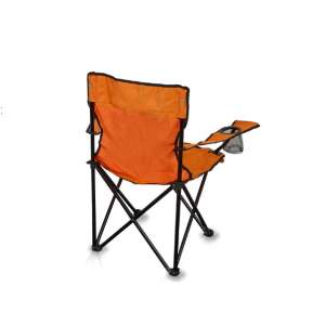 Folding camping chair with cup holder, orange, outdoor chair, portable chair - Garden