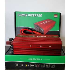 Invertor de putere 2000W, Convertor DC la AC, Invertor auto, 12V la 220V, Roșu - Electronica auto