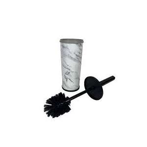 Fehér márvány mintás WC kefe és tartó fekete nyéllel - WC kefe & tartó