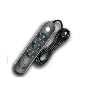 3 USB power strip with 3 power sockets, black - Extension Cord