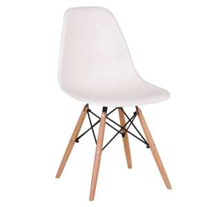 White Lunaria dining chair with wooden legs - Furniture