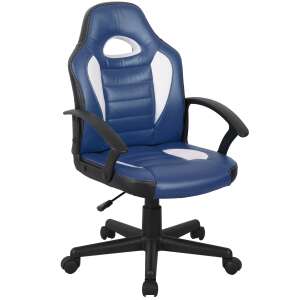 Blue and white gaming chair with black arms and base, US92 Euro model - Gaming Chair