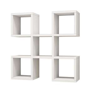 Nora geometric wall shelf, white, 6 shelves, modern design - Shelve
