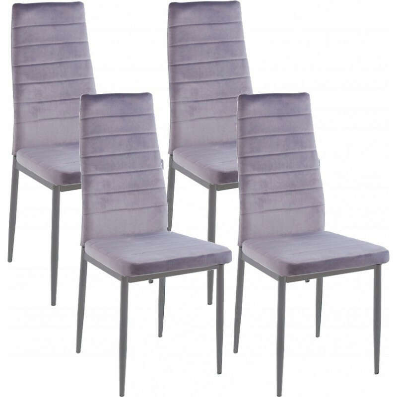 Coleta - Bársony Étkezőszék - Szürke - 4 db