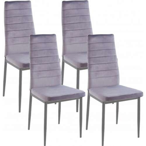 Coleta - Bársony Étkezőszék - Szürke - 4 db