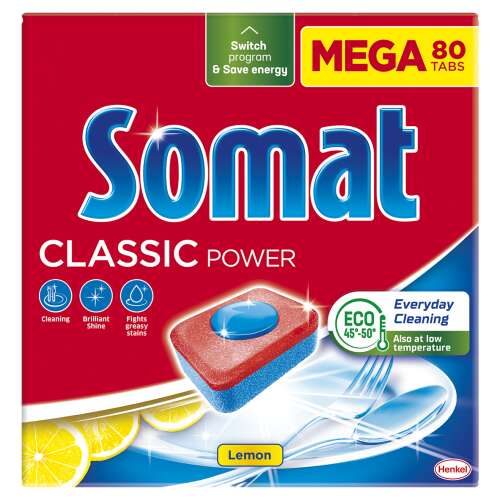 Somat Classic Power Dishwasher Tablets, 80 count, lemon scent