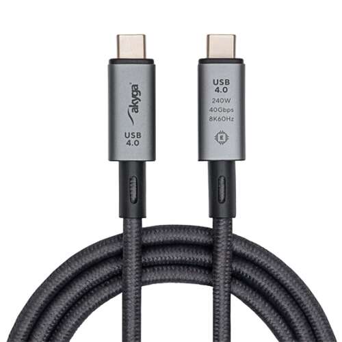 Akyga AK-USB-45 USB4 típusú C 40Gb/s 240W 1m kábel, csatlakozó közeli képe - Akyga