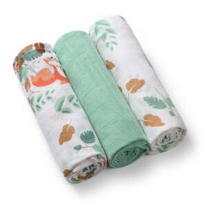 BabyOno Musselinwindeln, 3er Pack, grün, Waldtier-Druck - Mullwindeln