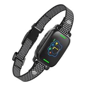 ENZIRO Professional Bark Collar, Adjustable, Display, 5 Modes, 7 Levels, Rechargeable, Automatic, Waterproof, Dust, Snow, Black