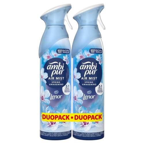 Ambi Pur Spring Awakening Air Mist Duo Pack, 2 x 185ml, 100% natürlicher Treibstoff, Lenor-inspirierter Duft, Lufterfrischer